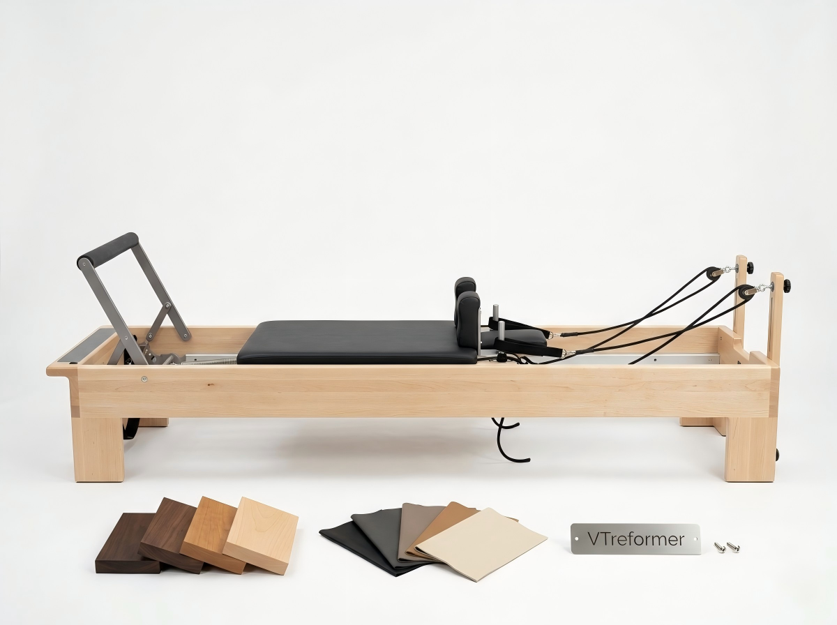 3D rendered Pilates Reformer with custom branding and color options