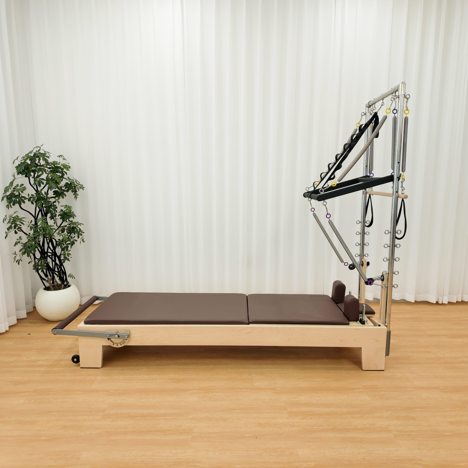 Solid Maple Wood Pilates Reformer with Half Tower