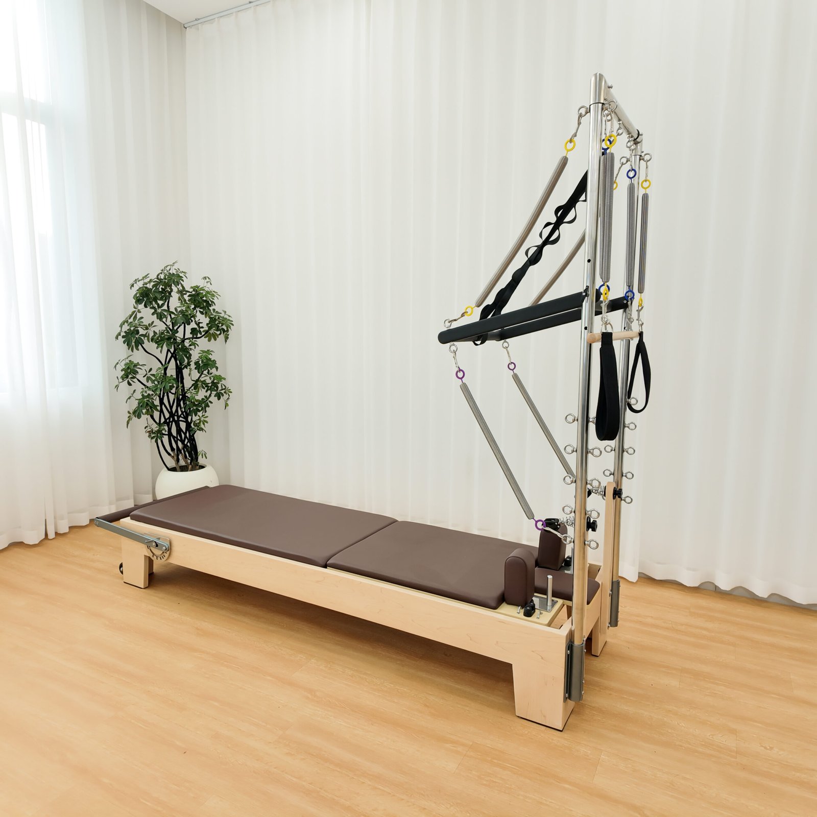 Solid Maple Wood Pilates Reformer with Half Tower