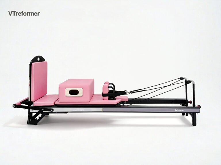 Premium Black Aluminum Pilates Reformer with Modern Studio Design
