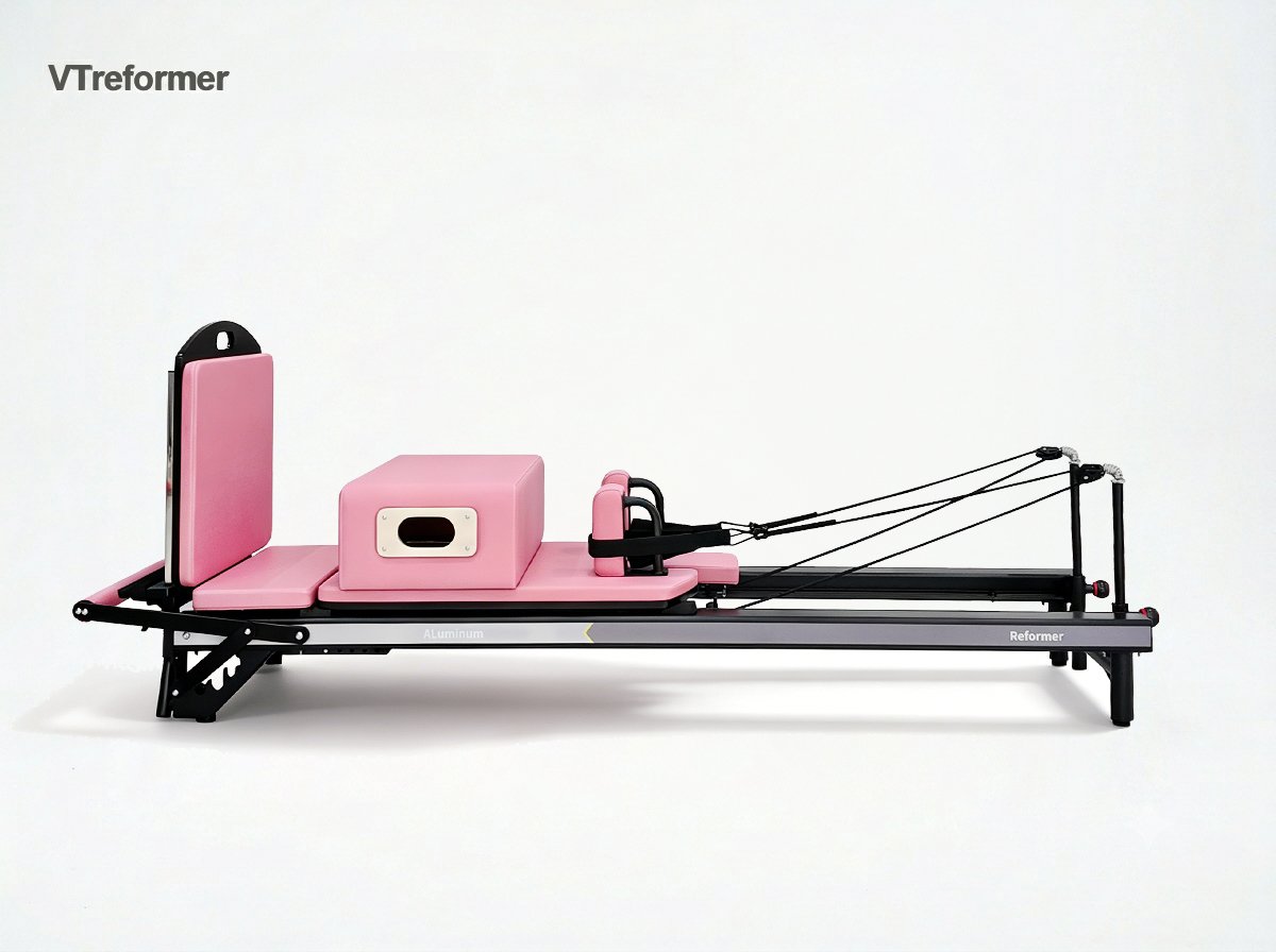 Premium Black Aluminum Pilates Reformer with Modern Studio Design