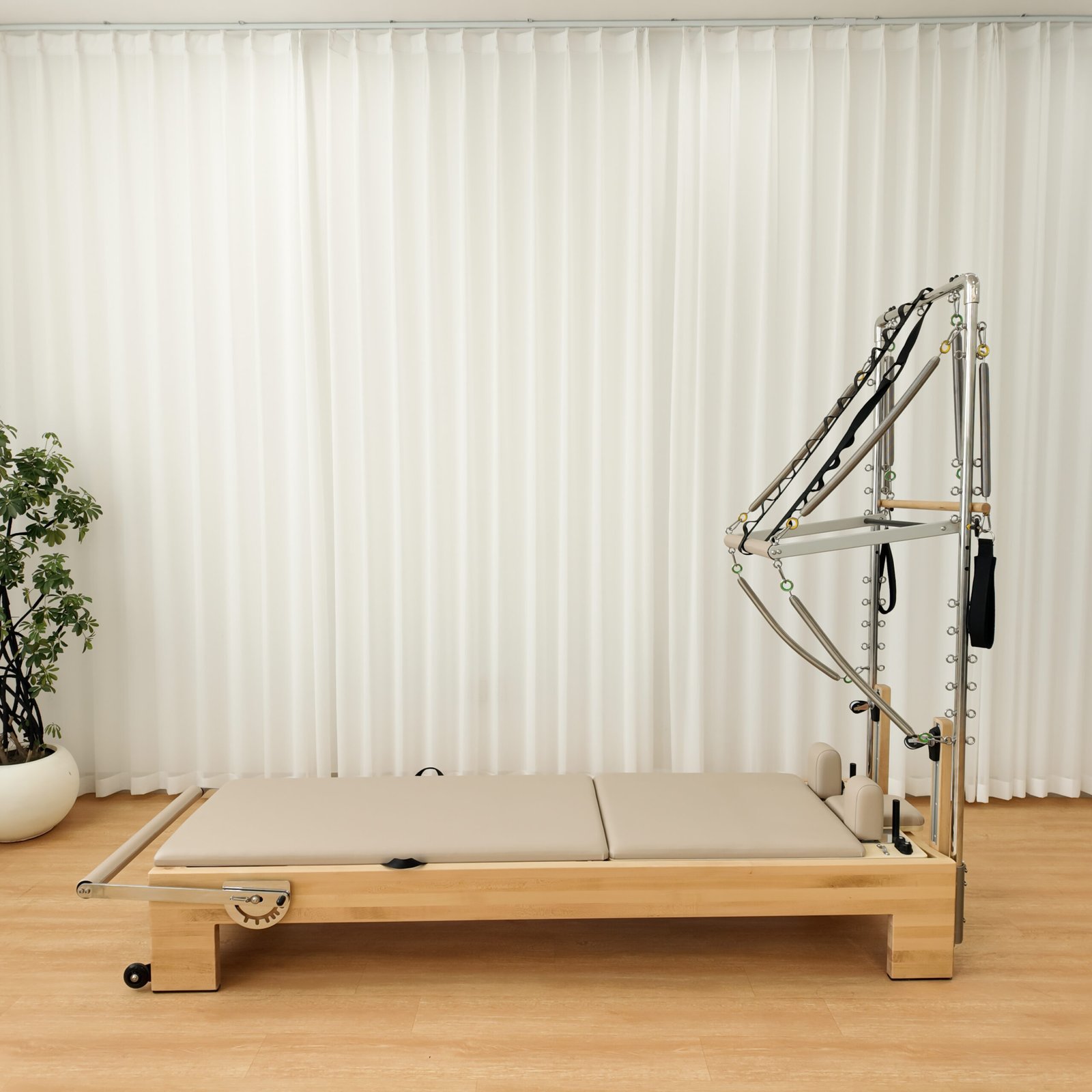 Premium Spliced Maple Wood Core Pilates Reformer with Half Tower