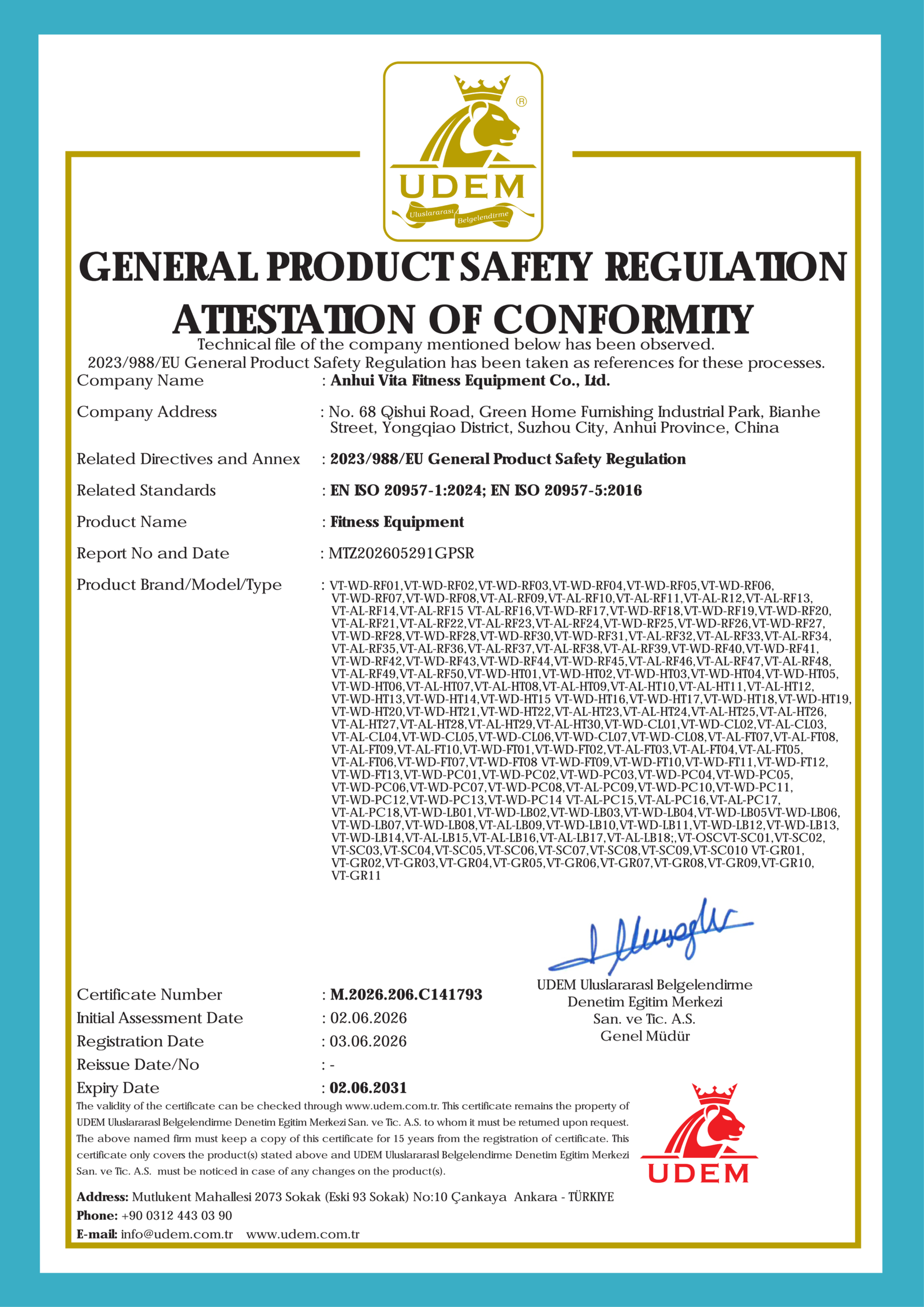 VTreformer CE certificate